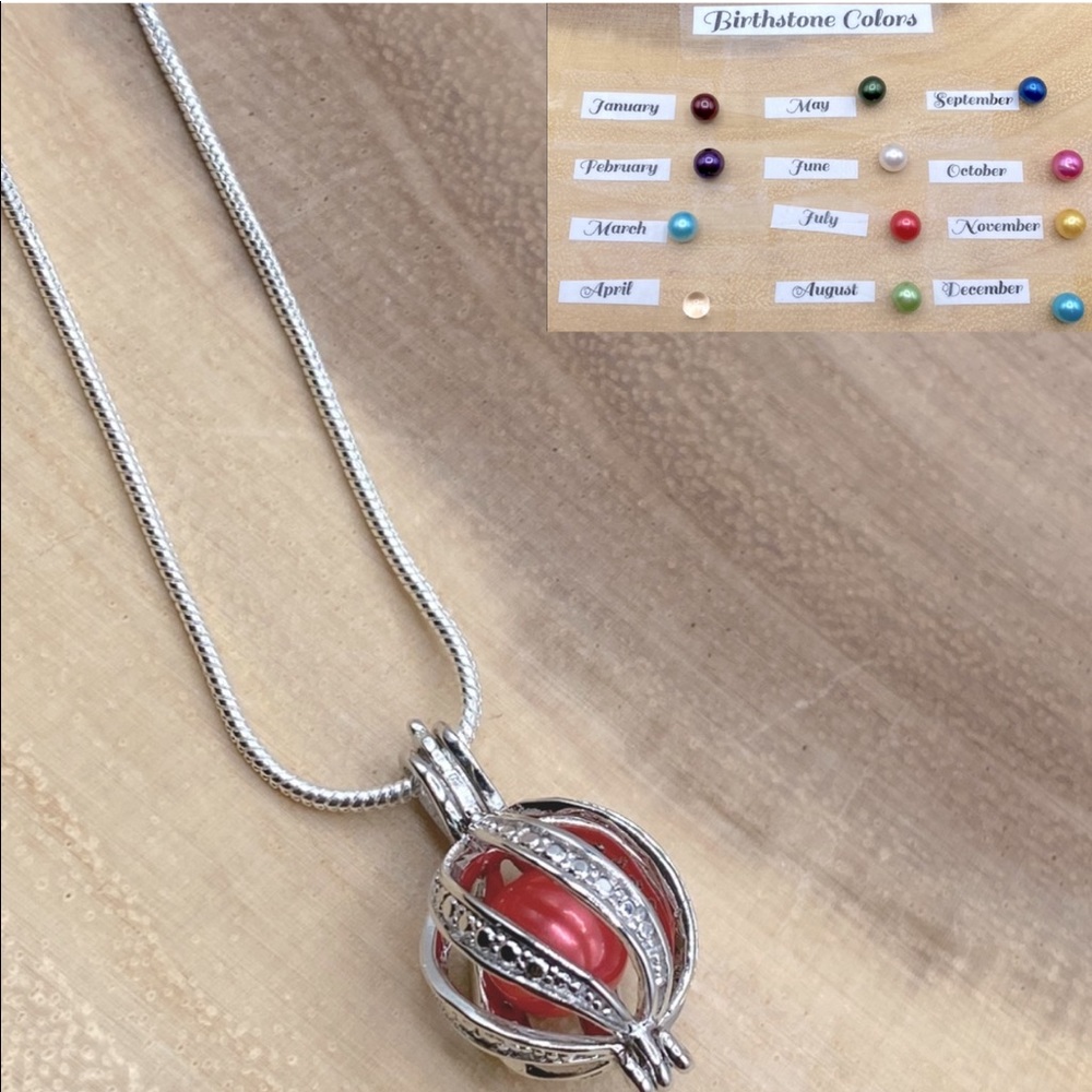 Twisted Locket Cubic Zirconia Pearl Cage Necklace, Pick A Pearl Color